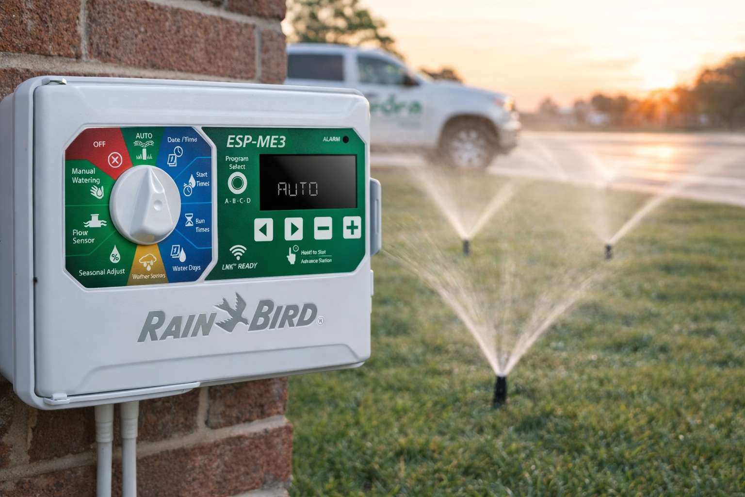Rain Bird ESP-Me3 controller programming sprinkler system watering lawn in Dallas Texas